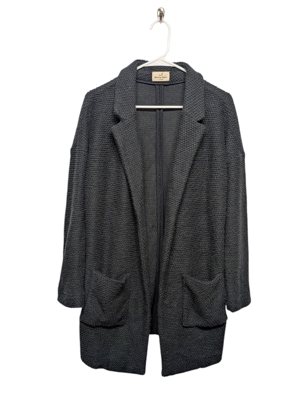 MARINE LAYER Women's Textured Open-Front Knit Cardigan Sweater (Medium)
